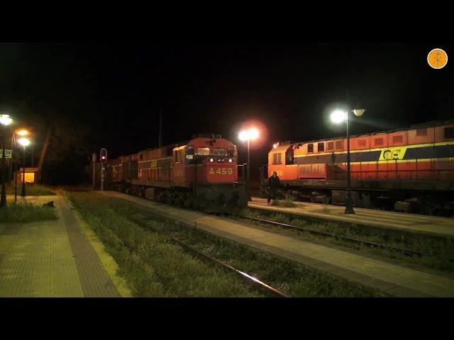 Night Freight trains at Lianokladi station, April 2015.