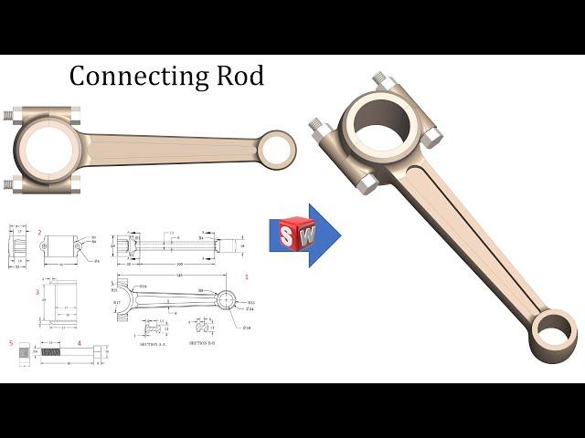 Connecting Rod using SOLIDWORKS | Parts and Assembly | IC Engine | SOLIDWORKS tutorials for beginner