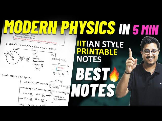 Modern Physics in 5 Min | Best Short Notes IITIAN Style | JEE Main/JEE Advanced/NEET