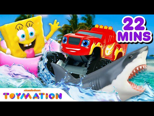 Blaze & SpongeBob Rescue Toys From Sharks! | 20 Min Compilation | Toymation