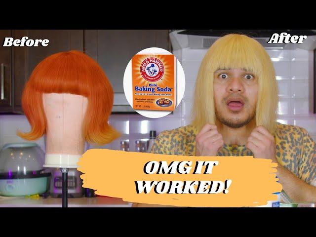 REMOVING SEMI-PERMANENT HAIR DYE FROM A HUMAN HAIR WIG (BAKING SODA METHOD)