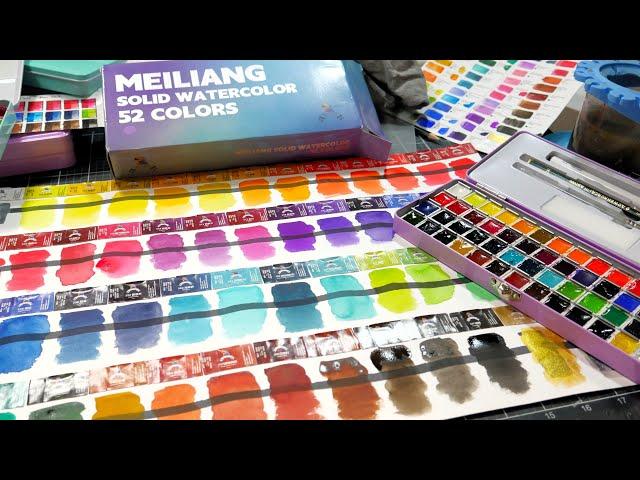11 New colors? Let's Swatch the Upgraded 52 Pretty Excellent Meiliang Watercolor Set!