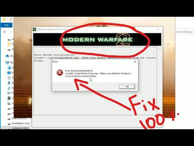 Call of duty Modern warfare 2 Couldn't Load fileSysCheck.cfg error solution(100% working)