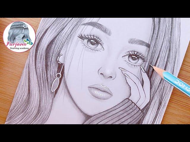 A Girl - Mood Off  || Step By Step Pencil Sketch Tutorial for beginners || How to draw a pretty girl