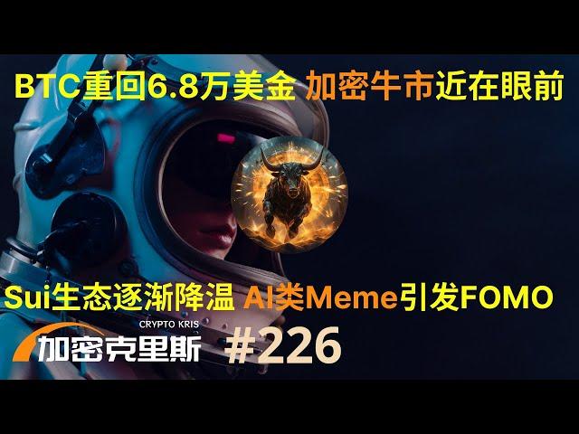 BTC重回6.8万美金，加密牛市近在眼前，AI类meme引发市场fomo，solana链上金狗GOAT市值突破2亿，Sui生态逐渐降温，比特币一层资产表现平平【加密克里斯 第226期】