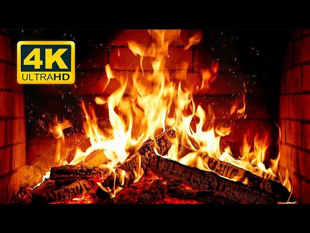  Cozy Fireplace 4K (12 HOURS). Fireplace with Crackling Fire Sounds. Crackling Fireplace 4K