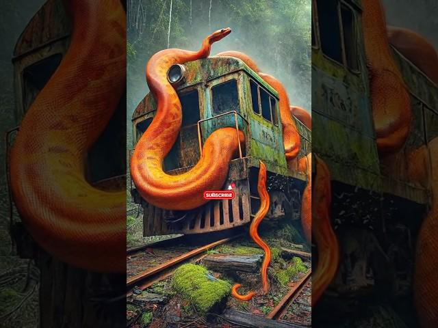 AI Travel Discovery | Orange Python attacking Train | Amazon Jungle #shorts #trending #art