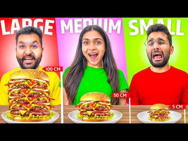 Having only SMALL MEDIUM LARGE Food Challenge  || 30 Min Food Challenge 