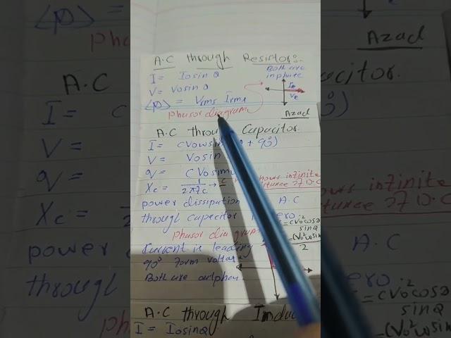 A.C through Resistor,Capacitor  and Inductor #durchemistofficial