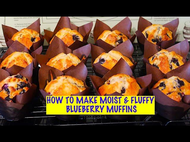 HOW TO MAKE MOIST & FLUFFY BLUEBERRY MUFFINS/EASY RECIPE