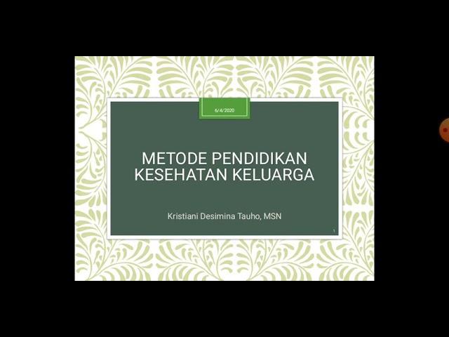 Metode Pendidikan Kesehatan Keluarga