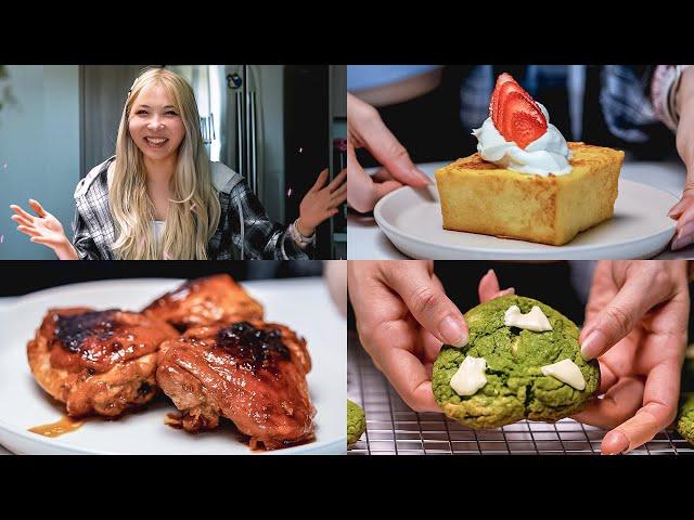 relaxing cooking ASMR  strawberry french toast, soy sauce chicken, matcha cookies
