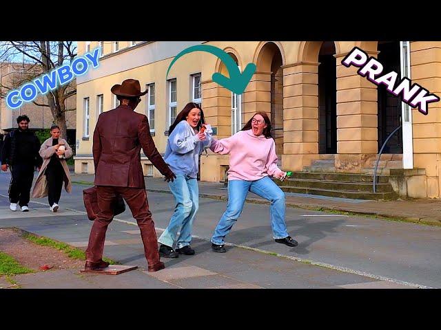 #cowboy_prank .The Living Statue Prank.New Funny Reactions.