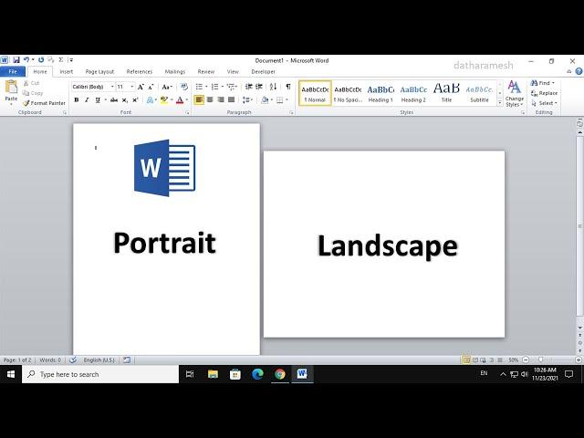 Portrait and Landscape Pages in the Same Word Document