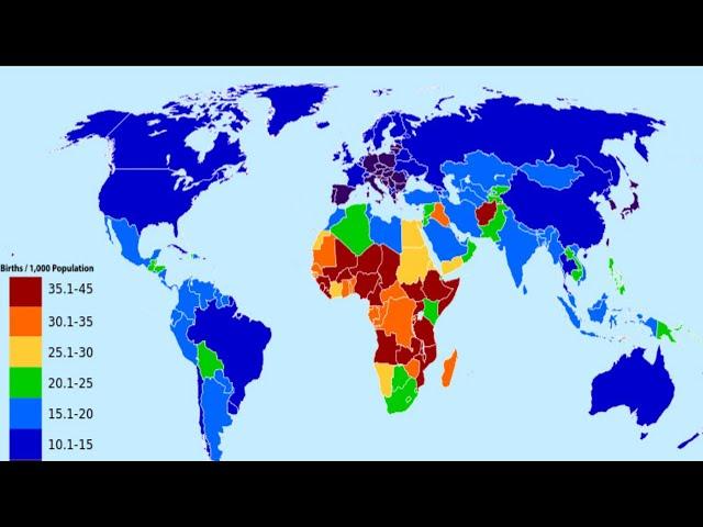 Map of Highest Birth Rates Over Time - Birth Rate by Country around the World