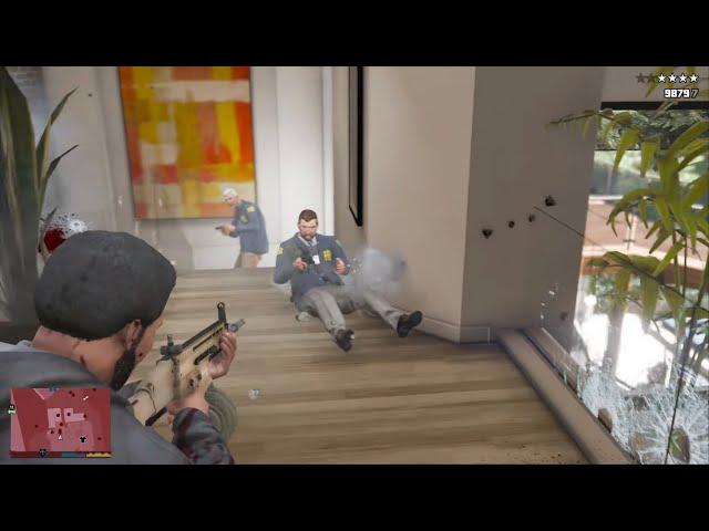 GTA 5 RDE 4.0.1 -  Franklin's House FIB Shootout + Ten Star Escape