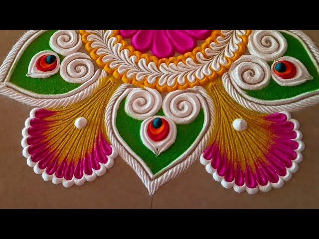 simple rangoli design. Festival rangoli design. Diwali rangoli. satisfying video.