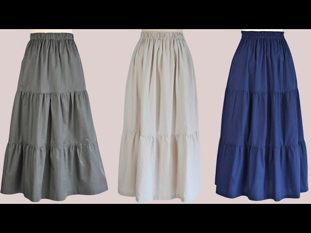  3 Katlı Fırfırlı Çok Şık Etek Dikimi  DIY  Pratik Beli Lastikli Etek Dikimi #skirt #etekdikim