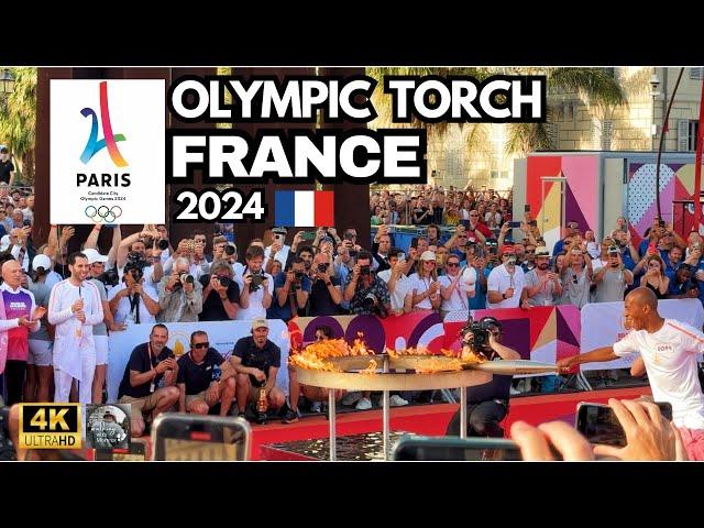 Olympic Torch 2024 in Nice France: 4k - Olympic Torch 2024 Unveiling in Nice, France