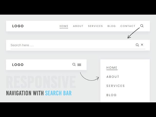 Responsive Navigation Menu with Search Bar | Html CSS & Javascript