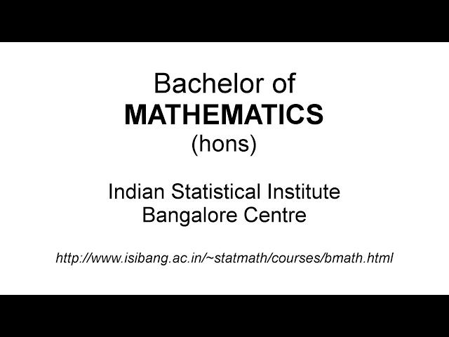 Bachelor of Mathematics (BMath) | ISI Bangalore