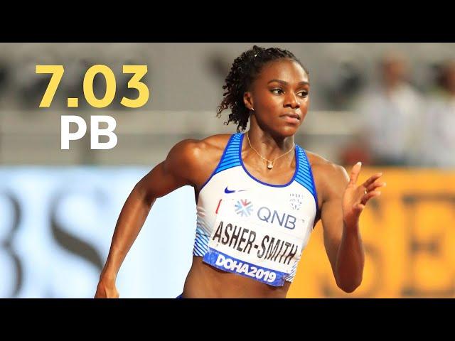 Dina Asher Smith wins 7.03s Women's 60m Heat - - Birmingham World Indoor Tour Final 2023