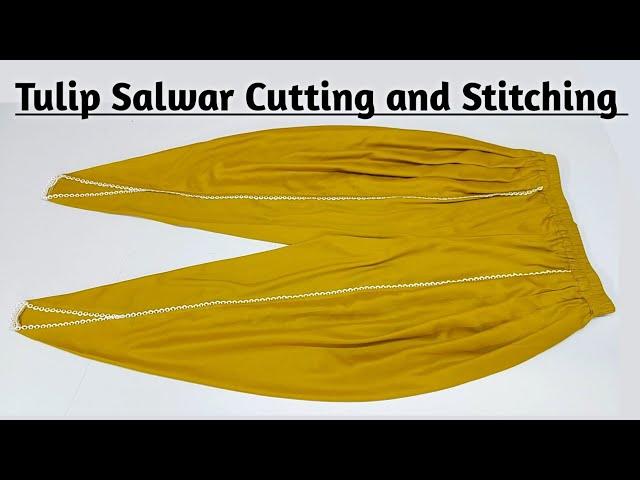 Very Easy Trendy Tulip Salwar Cutting and Stitching | Tulip Salwar ki Cutting /Tulip Dhoti Salwar