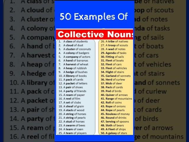 50 Examples Of Collective Noun #Shorts