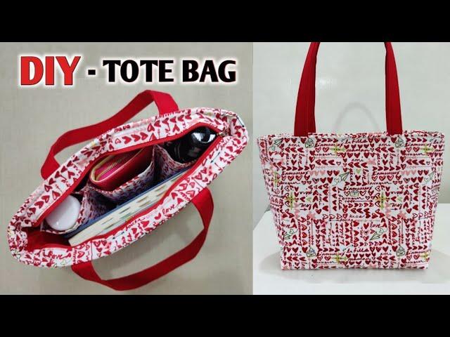 How to make tote bag with middle partition | DIY Divided Tote bag | Cloth bag making at home | Bags