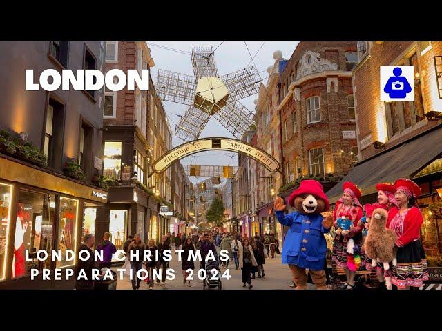 London Walk  LONDON’S  West End Christmas Preparations 2024 | Central London Walking Tour [HDR]