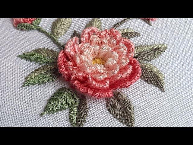 3D Flower Embroidery Satin stitch & Loop stitch