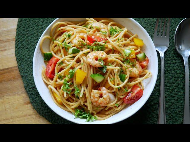 Spaghetti Salad  with Shrimps | Recipe | Pasta Salad | Asian | Fast Food | BBQ | Quick | Simple