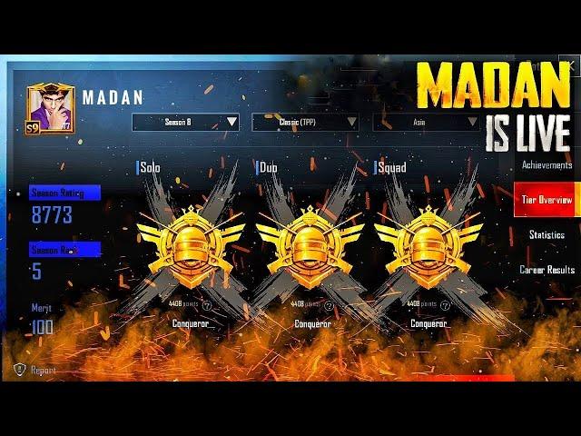 Solo , Duo & Squad Conqueror Push #bgmi #bgmilive #madanop #madan #bts