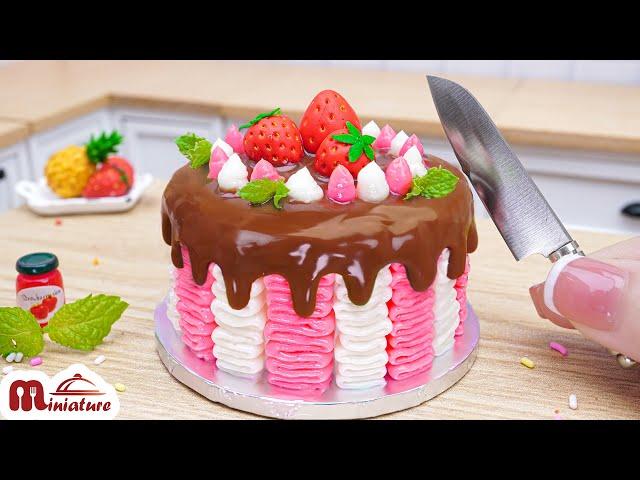 So Sweet Miniature Chocolate Strawberry Cake Decorating | ASMR Cooking Mini Food