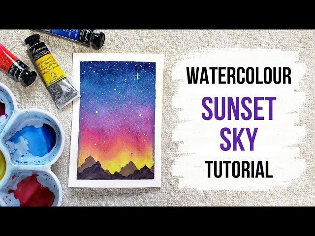 Easy watercolour sunset sky tutorial (step by step)