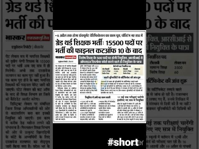 reet final cotoff 10 April tk