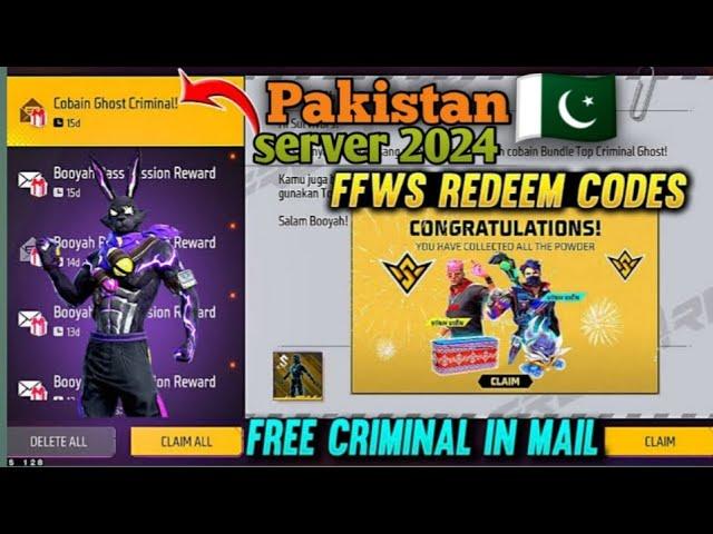 Free Fire  Redeem code Today's  2024 in Pakistan server Dont Miss 