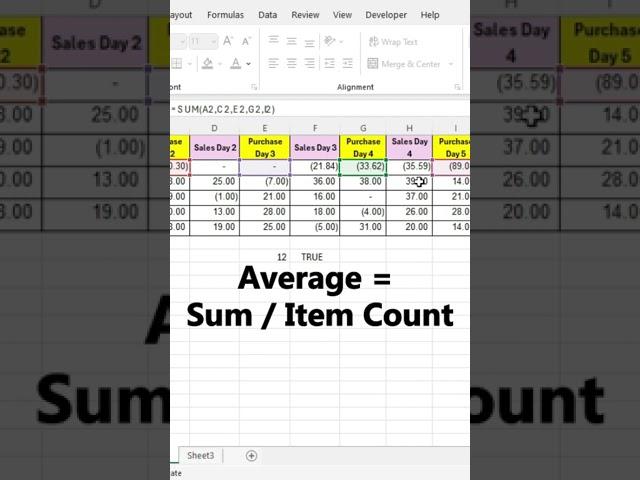 Average Values in Non Continuous Ranges in Excel