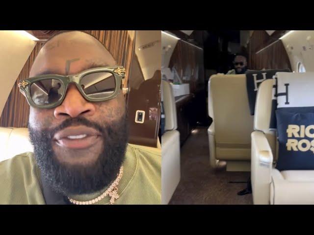 "It's All About Detail" Rick Ross Gives Tour Of Private LearJet With Custom Hermes Leather Seats️