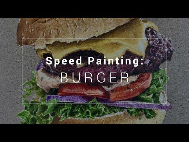 Speed Painting: Burger in Coloured Pencils