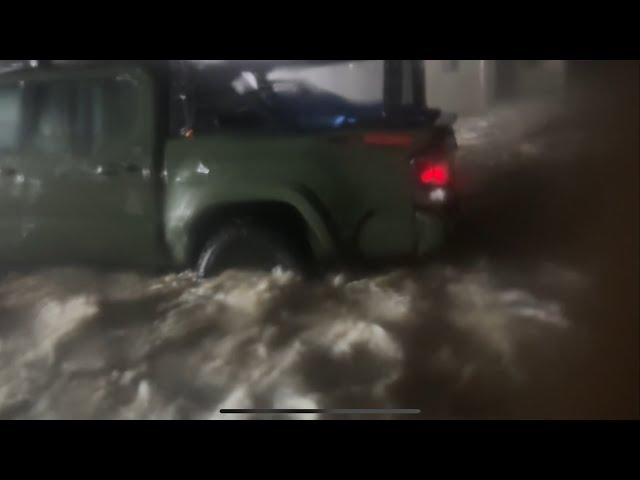 INSANE STORM SURGE from Hurricane Beryl inundates professional storm chasers!