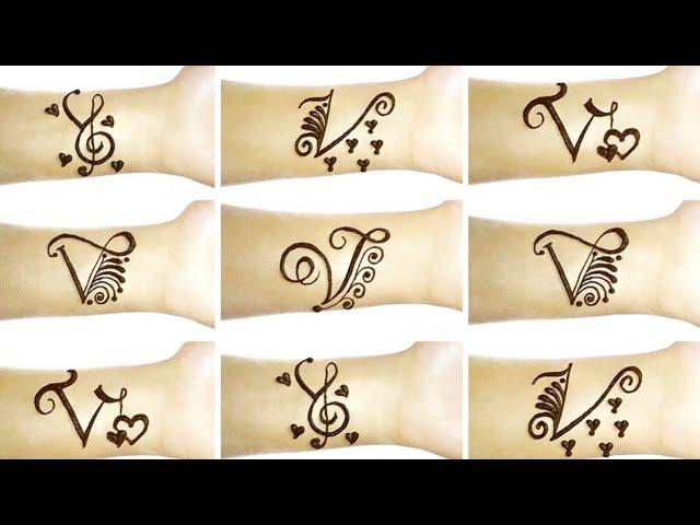 "V" letter mehndi tattoo design | Latest henna mehndi design | "V" alphabet Tattoo | only mehndi