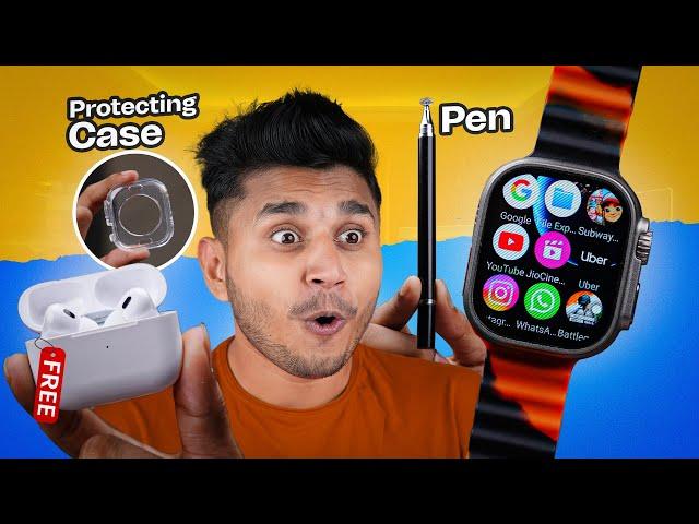 10 in 1 Apple Watch Ultra Smartwatch With Free Smart Pen, AirPods Pro️|| 7 in 1 Combo Smartwatch