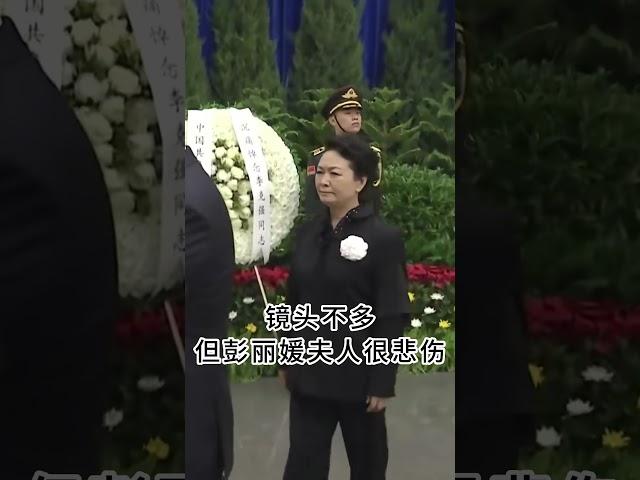 在李克强总理遗体告别悼念中，可以看到彭丽媛夫人极度悲伤。