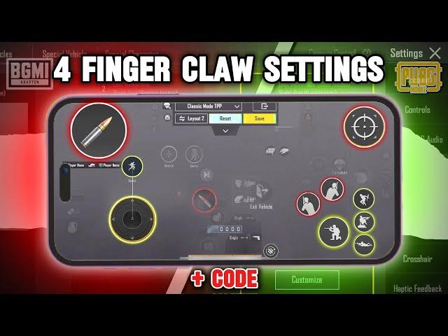 4 finger claw settings pubg mobile & bgmi  this claw settings make you pro player  +code