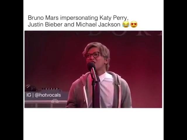 Bruno mars impersonating Katy perry , Justin Bieber , Michael Jackson 