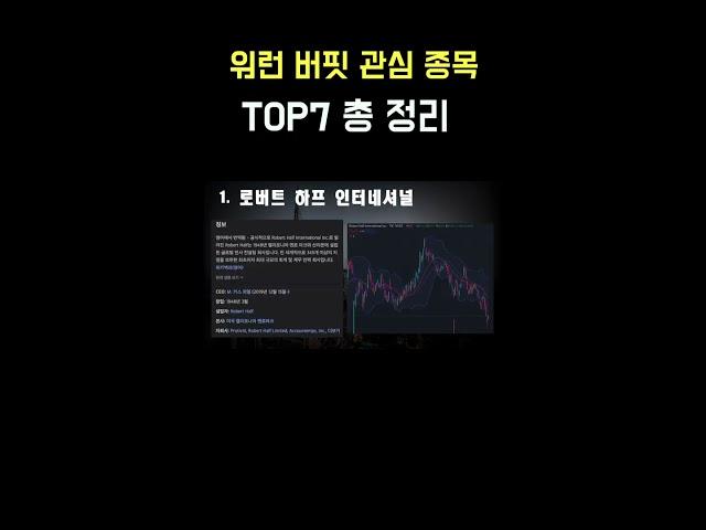 워런 버핏이 매수 가능한 종목 총 정리