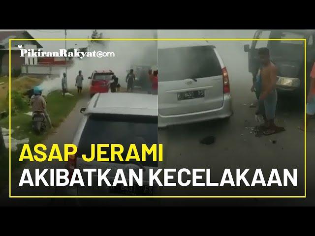 Viral Asap Pembakaran Jerami Penuhi Jalan, Lakalantas Terjadi di Demak Jawa Tengah