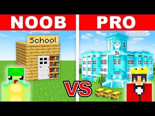 NOOB vs PRO: GIANT SCHOOL House Build Challenge in Minecraft!