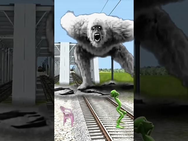 funny vfx cute gorilla stop the high-speed train #shorts #youtube